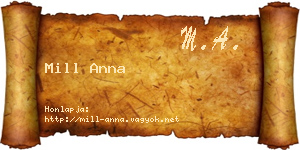Mill Anna névjegykártya